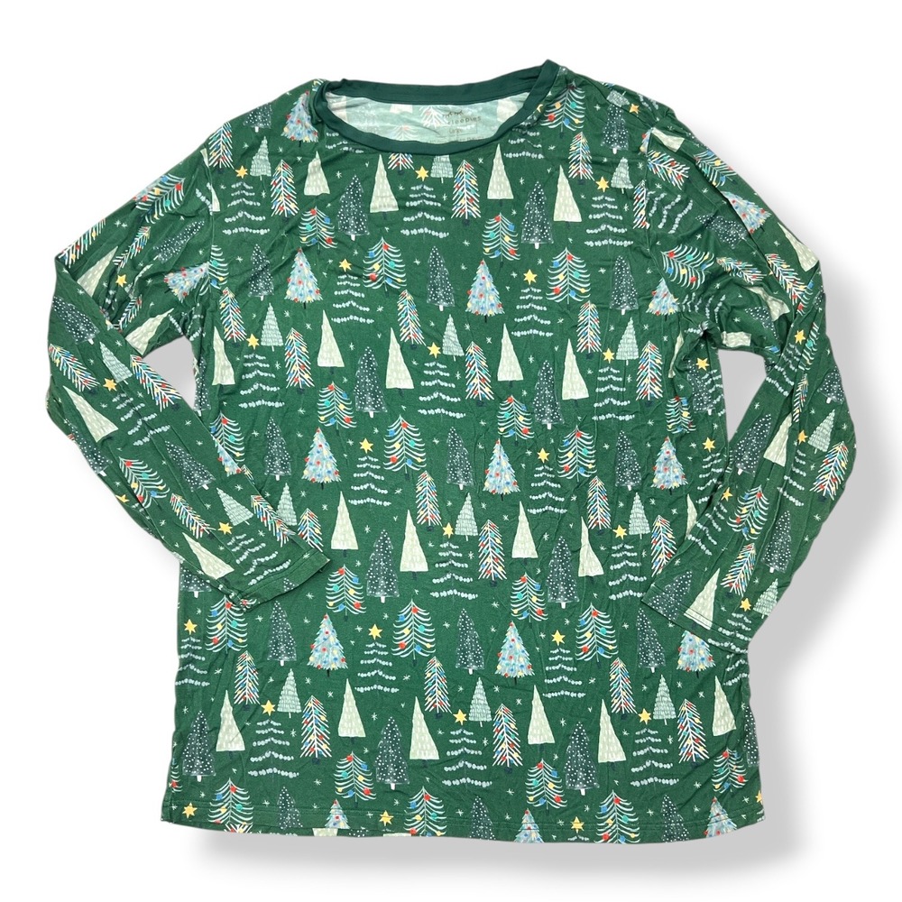 Little Sleepies Men's L Green Twinkling Trees Bamboo Pajama Set Christmas PJs - Picture 5 of 8